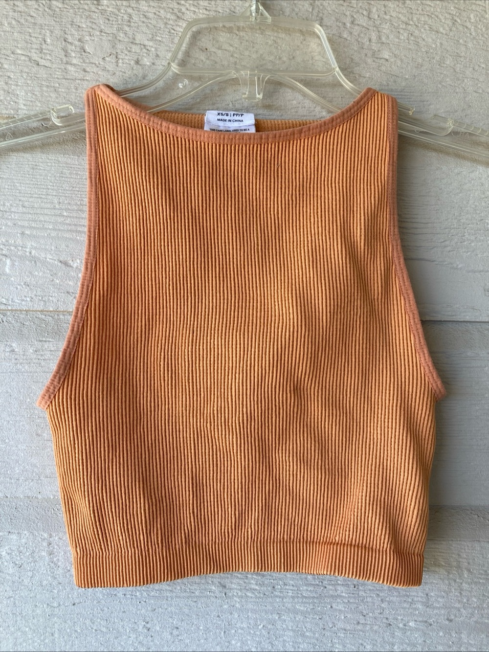 Cotton On Ribbed Sleeveless Crop High Neck Tank Top - Orange - XS/S